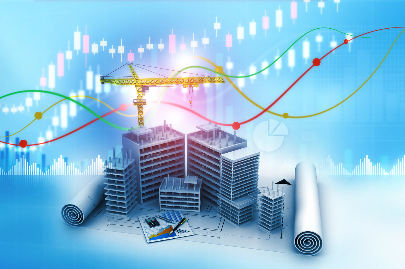 Construction site with energy monitoring equipment